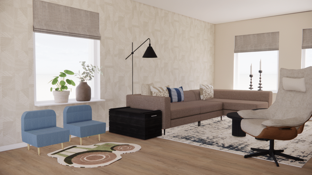 interieurontwerp warm en gezellige woonkamer