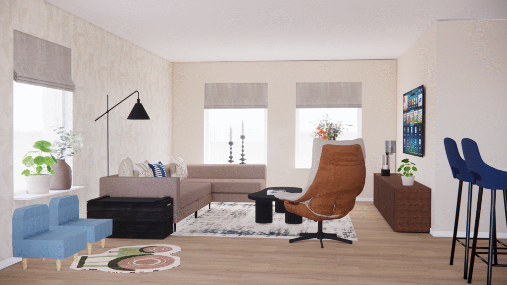 interieurontwerp warm en gezellige woonkamer