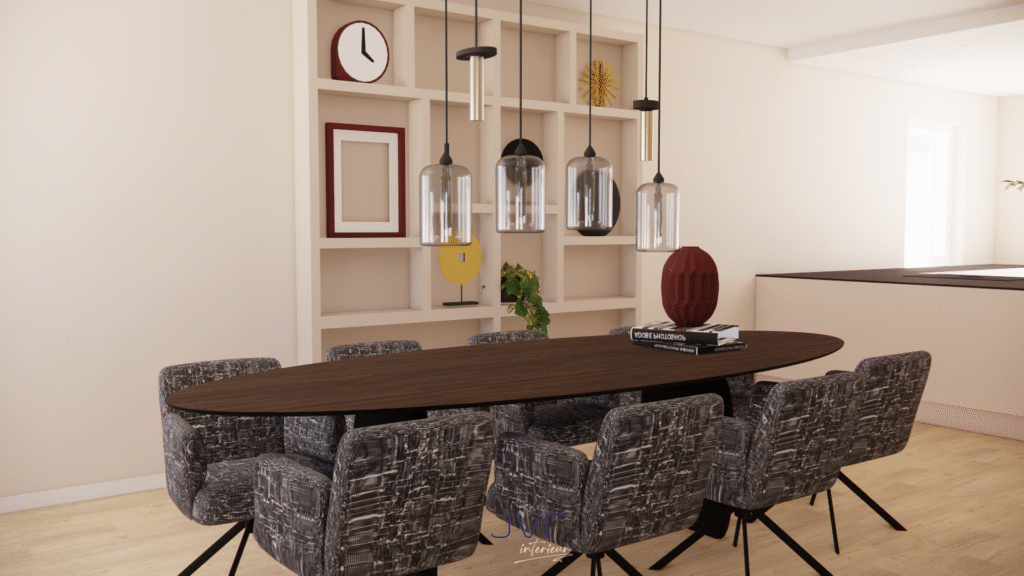 een warm en rustig woonkamer, eetkamer en keuken. Interieuradvies in Winschoten