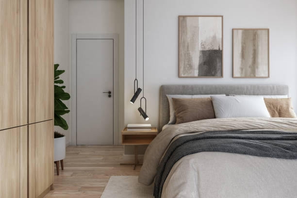 verschillende populaire interieurstijlen met warme kleuren, houten meubels en rustige styling.